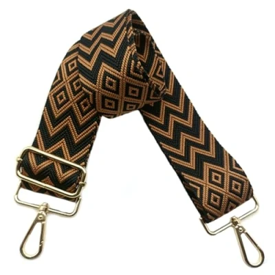 Afbeelding van Schouderriem voor tas, 5 cm, brede riem, schoudertas, verstelbaar, schouderriem, verwisselbare handtas met goudkleurige gesp, dames, doe het zelf, accessoires (zwart/bruin), 11