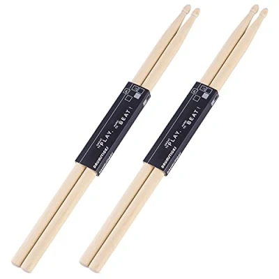 Afbeelding van Aopoy 2 paar drumsticks 5A, klassieke esdoornhout drumsticks, houten tip drumstick, voor volwassenen kinderen en beginners