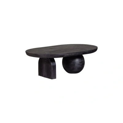 Afbeelding van Woood Steppe ovale salontafel mangohout zwart Hout