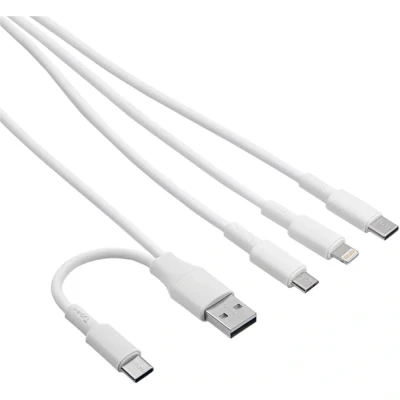 Afbeelding van Akyga USB kabel C stekker, A Apple Lightning micro B stekker 1.2 m Wit AK 52