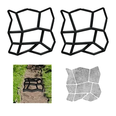 Afbeelding van Relaxdays tuinpad mal set van 2 tuintegelmal beton gietvorm tuinmal sierbestrating