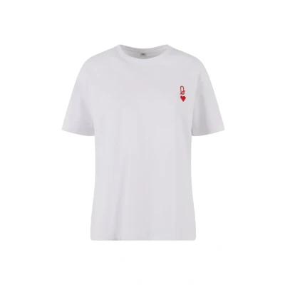 Afbeelding van Mister Tee Queen CARD EMB Tshirt print, Dames, Maat: Small, White