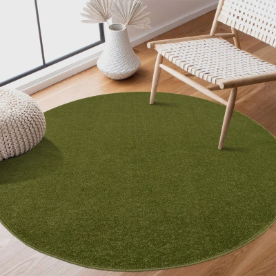 Afbeelding van Uni Effen Laagpolig Vloerkleed Modern Groen 80 cm rond