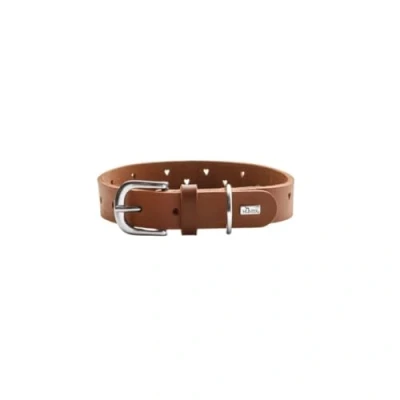 Afbeelding van HUNTER Hondenhalsband Aalborg Soul, kleur cognac, met hart gestanst, sterk ingevet, robuust, maat 30