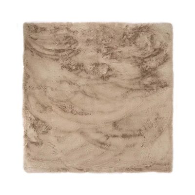 Afbeelding van Vierkant Hoogpolig Tapijt/Vloerkleed Comfy Plus Taupe 130x130 Cm
