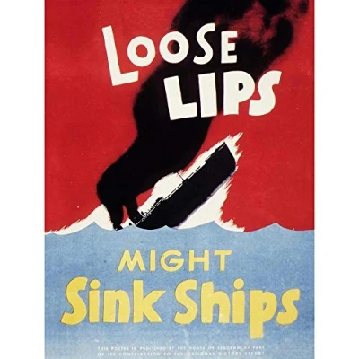 Afbeelding van Wee Blue Coo Propaganda War Wwii USA Loose Lips Sink Ships Art Print Poster Wall Decor 12X16 Inch