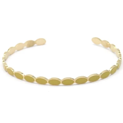 Afbeelding van Armband Dames Bangle RVS One Size Okergeel en Goudkleurig