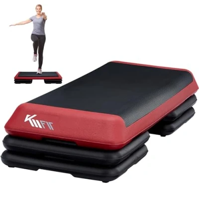 Afbeelding van KM Fit Fitness Stepper Stepplank Aerobic voor thuis Step Bench 3 voudig in hoogte verstelbaar belastbaarheid tot 200 kg Home 108 x 41 10/15/20 cm