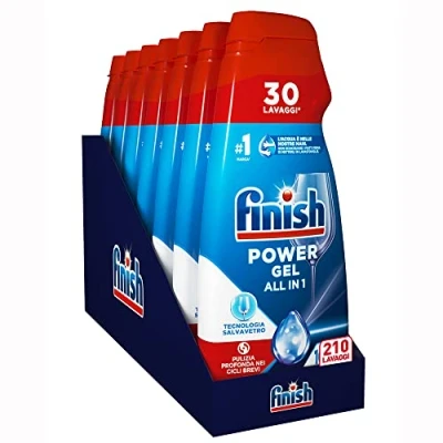 Afbeelding van Finish Powergel afwasmiddel, 100% het meest beschermd, vaatwasmachinegel, 210 wasmachines, 7 verpakkingen met 30 vaatwassers