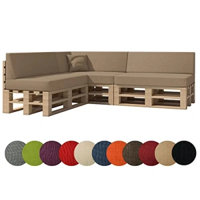 Afbeelding van Chilly Pilley Pallet Kussen Tuin Pad Binnen Buiten Wasbaar Verwijderbaar Zitkussen Rugkussen (Set Van 8, Cappuccino)