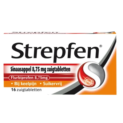 Afbeelding van Strepfen Sinaasappel Suikervrij Zuigtabletten 16TB