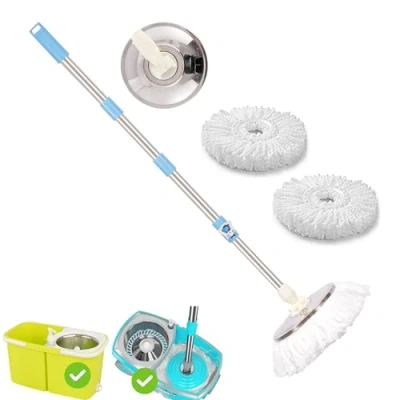 Afbeelding van ARSUK Mop Handvat Set Home Cleaner met 2 Super Absorberende Microvezel Hoofden 360 Automatisch Wringing Systeem RVS Telescopische Bar