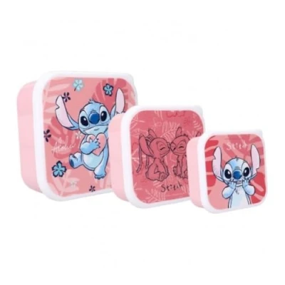Afbeelding van My sweety pop set van 3 broodtrommels broodtrommel Stitch voor kinderen kleuterschool school vakantie maaltijd 11,5 cm meisjes roze cadeau idee
