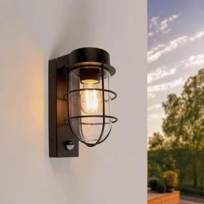 Afbeelding van Ledvion Wandlamp Rond met Senor Zwart, IP44, E27, Zwarte Buiten, LED Wand lamp, Buitenlamp