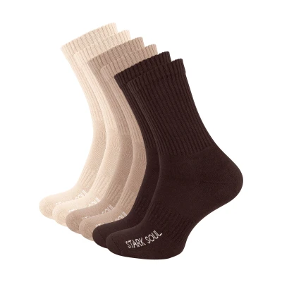 Afbeelding van STARK SOUL 6 paar Crew sportsokken met badstof zool, mix (bruin/lichtbruin/beige), 43 46 EU