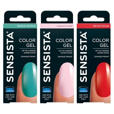 Afbeelding van Sensista Wild Blossom Set Color Gel Gellak Voordeelset Roze Rood Groen nagellak voor LED lamp 3 stuks