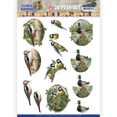 Afbeelding van Woodpecker Forest Animals 3D Push Out Sheet