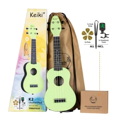 Afbeelding van Ortega Keiki K2 TMO Soprano Size Ukulele Tomatillo sopraan ukelele set