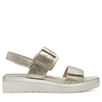 Afbeelding van Tamaris Comfort Sandalen met plateauzool, Dames, Maat: 39, Cloudy gold Leer