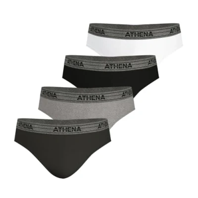 Afbeelding van Athena Basic katoenen slip boxershorts (4 stuks) voor heren, Veelkleurig (Antraciet Grijs Zwart Wit Anth), XXL