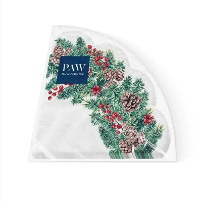 Afbeelding van PAW Papieren Servetten (32 cm Diameter) 12 Stuks Gedrukt met Inkt op Waterbasis Creëer de Kerstsfeer Voor een Vrolijke Kerst en Winter Wonderland Kerstfeest Kleur: Branches