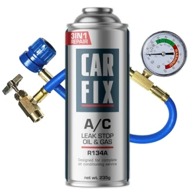 Afbeelding van CARFIX vervangend koelmiddel r134a voor auto airco&#039;s 1 bus 3in1 vervanging en slang met manometer, 235 g