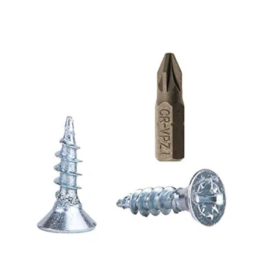 Afbeelding van (Pack van 100 stuks) Verzinkte stalen houtschroeven 3,5 x 13 mm, Pozi aandrijfkopschroeven, bevestigingsmiddelen, verzonken, spaanplaatschroeven (100)