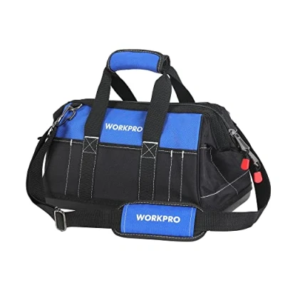 Afbeelding van WORKPRO gereedschapstas, elektriciens, waterdichte professioneel, brede opening en grote capaciteit, 40 cm, van 600D polyester, verstelbare schouderriem, multifunctioneel voor
