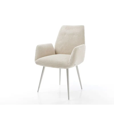 Afbeelding van Armleunstoel Zoa Flex 4 poot conisch roestvrij staal cord beige