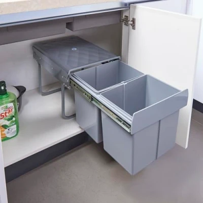 Afbeelding van Inbouw prullenbak Froland 2x15 L grijs