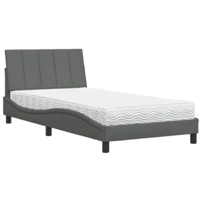 Afbeelding van vidaXL Bed met matras stof donkergrijs 100x200 cm