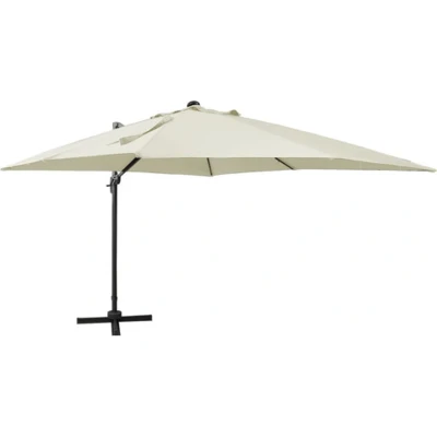 Afbeelding van Zweefparasol met paal en LED verlichting 300 cm zandkleurig