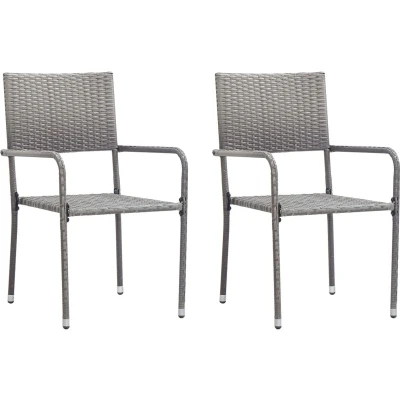 Afbeelding van vidaXL Tuinstoelen 2 st stapelbaar poly rattan grijs