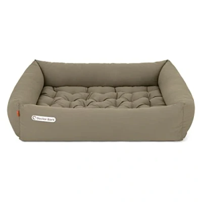 Afbeelding van Doctor Bark Hondenbed orthopedisch, wasbaar tot 95 C, geurvrij en hygiënisch, behaaglijke hondenmand voor grotere honden (L 90 x 80 cm, goudbruin)