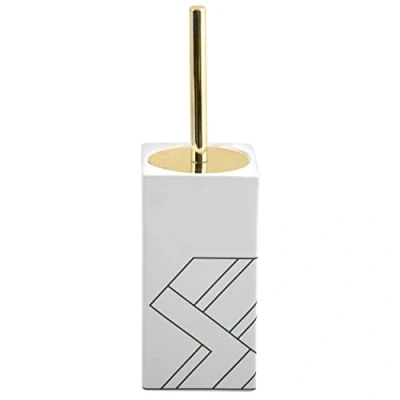 Afbeelding van MSV Monolithic wc borstel, toiletborstel, borstel van keramiek, wit, goud