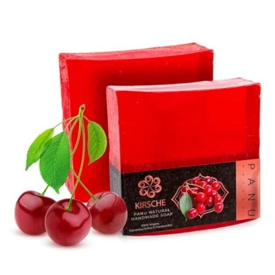 Afbeelding van Panu Soaps Cherry Veganistische douchezeep voor alle huidtypes Natuurlijke zeep als vaste douchegel en shampoo Premium Soap Bar