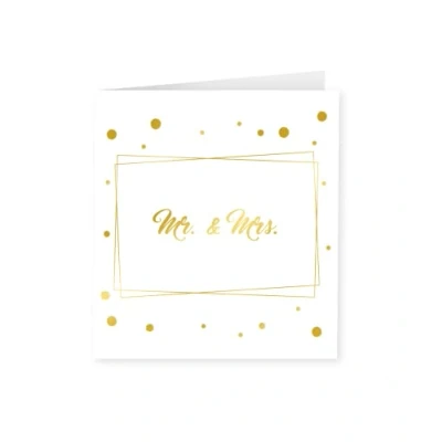Afbeelding van PD Party 7028043 Pasgetrouwde Kaart Mr. &amp; Mrs., Goud/Wit, 15cm Lengte x Breedte 0.5cm Hoogte