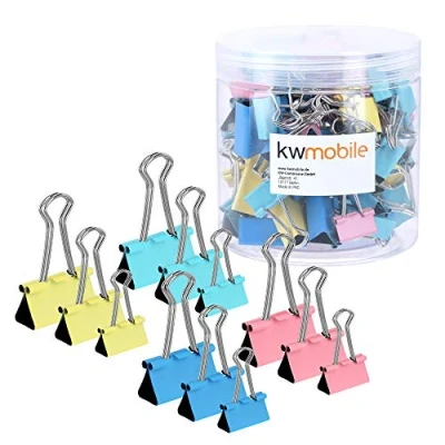 Afbeelding van kwmobile papierklemmen Set van 60 fold back clips 19/25/32 mm Foldback klemmen Paperclips Knijpers Multicolor