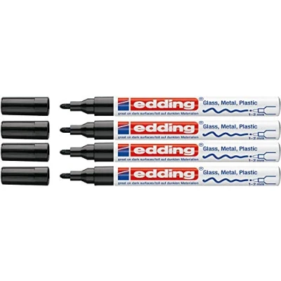 Afbeelding van edding 751 lakmarker M tip (4 pack, zwart), 4 stuks