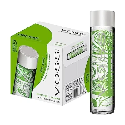 Afbeelding van Voss Lime en Mint Sparkling Water Groen, 375 ml (Pack van 12)