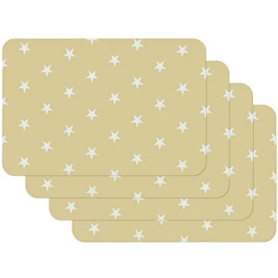 Afbeelding van Venilia placemat voor eetkamer sterren beige patroon, set van 4 afwasbaar polypropyleen, geschikt levensmiddelen, 45 x 30 cm, stuks, 59052