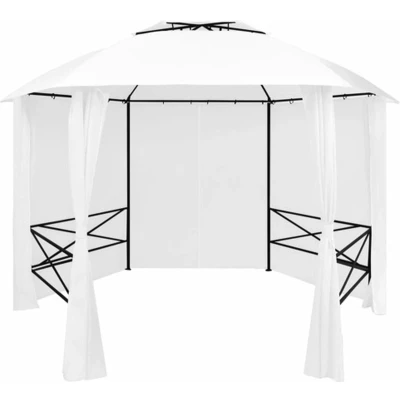 Afbeelding van Tuinpaviljoen met gordijnen 180 g/m² 360x312x265 cm wit