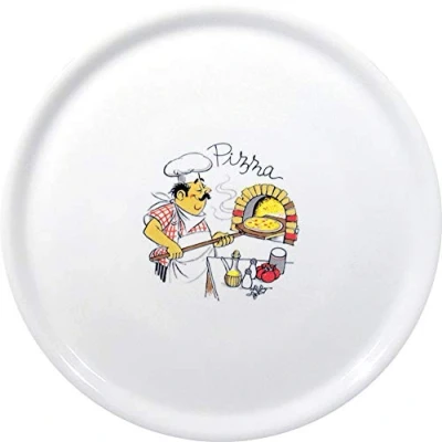 Afbeelding van Hendi Traditioneel pizzabord geglazuurd porselein vaatwasserbestendig wit ⌀310 mm