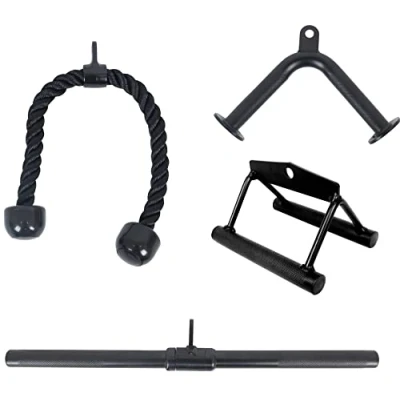 Afbeelding van BalanceFrom Powergainz Tricep Press Down Cable Attachment, LAT Pulldown Gewicht Machine Accessoires, V Handvat Touw, Roterende Bar, vormige Bar Zwart