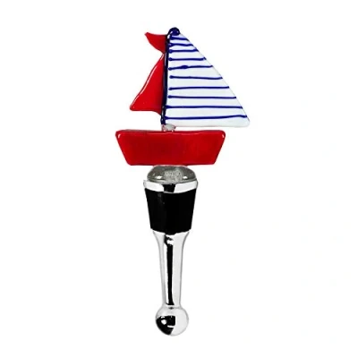 Afbeelding van EDZARD Flessendop, kurk, zeilboot voor champagne, wijn en hoogte 13 cm, kurk van Muranoglas stijl, handwerk, populair cadeau idee/souvenir