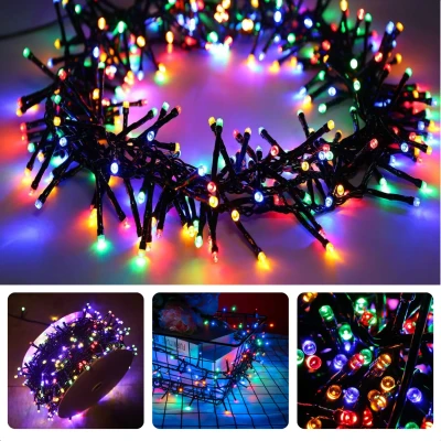 Afbeelding van Cheqo® Kerstverlichting Kerstboomverlichting Kerstlampjes 1000 LED 15M Voor Binnen en Buiten Timer 8 Lichtfuncties Lang Snoer Multicolor Gekleurde Sfeerverlichting Feestverlichting Veelkleurig
