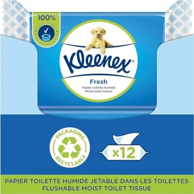 Afbeelding van Kleenex Vochtig toiletpapier Fresh 12 verpakkingen à 42 vellen