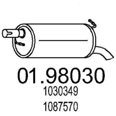 Afbeelding van MTS 01.98030 Einddemper 605mm FORD: Galaxy Mk1 MPV