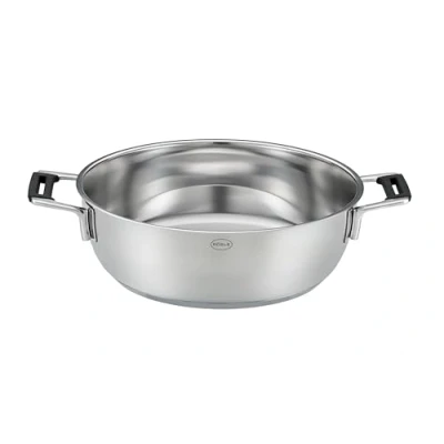 Afbeelding van RÖSLE SILENCE PRO Serveerpan, Hoogwaardige roestvrijstalen serveerpan met geïsoleerde grepen voor veilig en comfortabel serveren, Ø 28 cm, zilver, 18/10 roestvrij staal