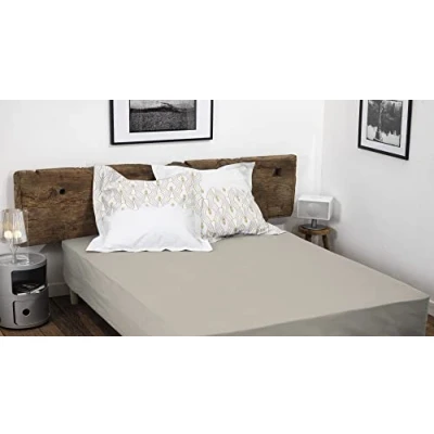 Afbeelding van HOME LINGE PASSION, Hoeslaken, 140 x 190 cm + 35 cm, 100% katoen, 57 draden/cm², beige (Oeko Tex® etiket)